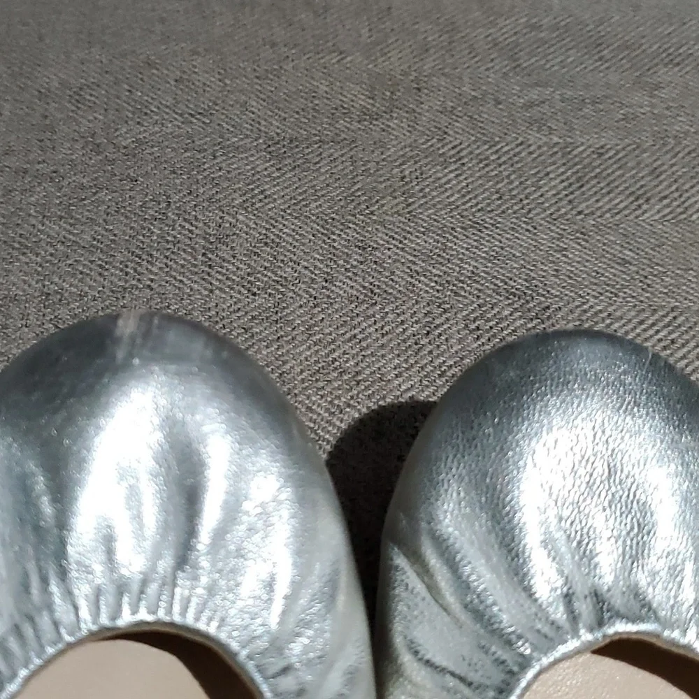 J CREW FLATS CECE BALLET METALLIC PLATINUM SILVER SHIMMER SHOES